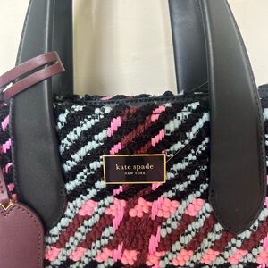 Kate Spade Manhattan Plaid Chunky Woven Large Tote In Dark Merlot